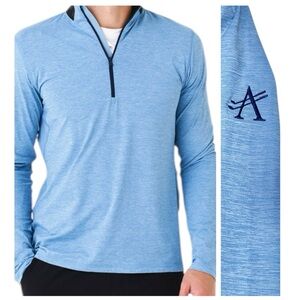 Greyson Guide Sport Quarter Zip L Blue Coyote Pullover Custom Sleeve Logo NWT